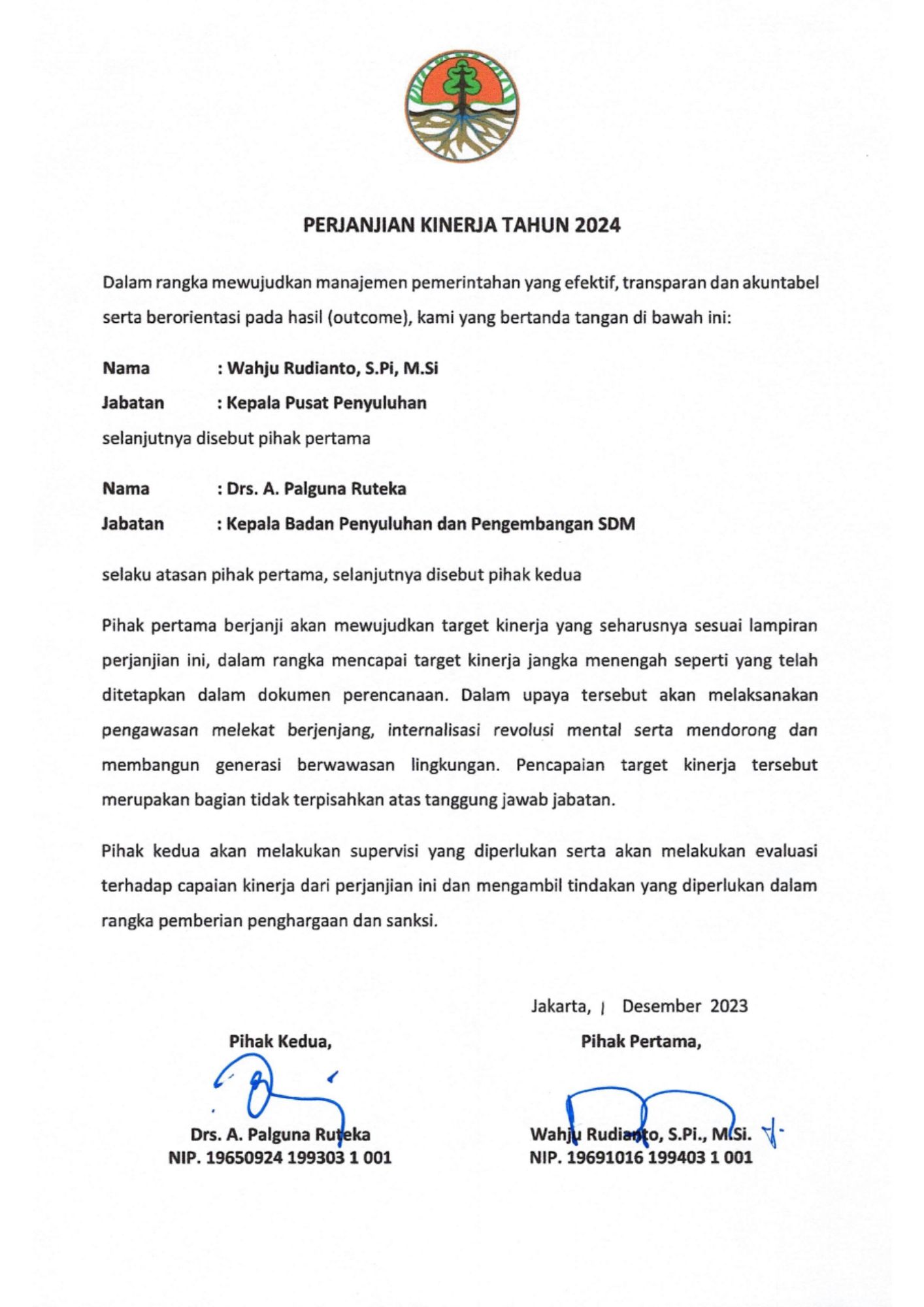 Perjanjian Kinerja Tahun 2024