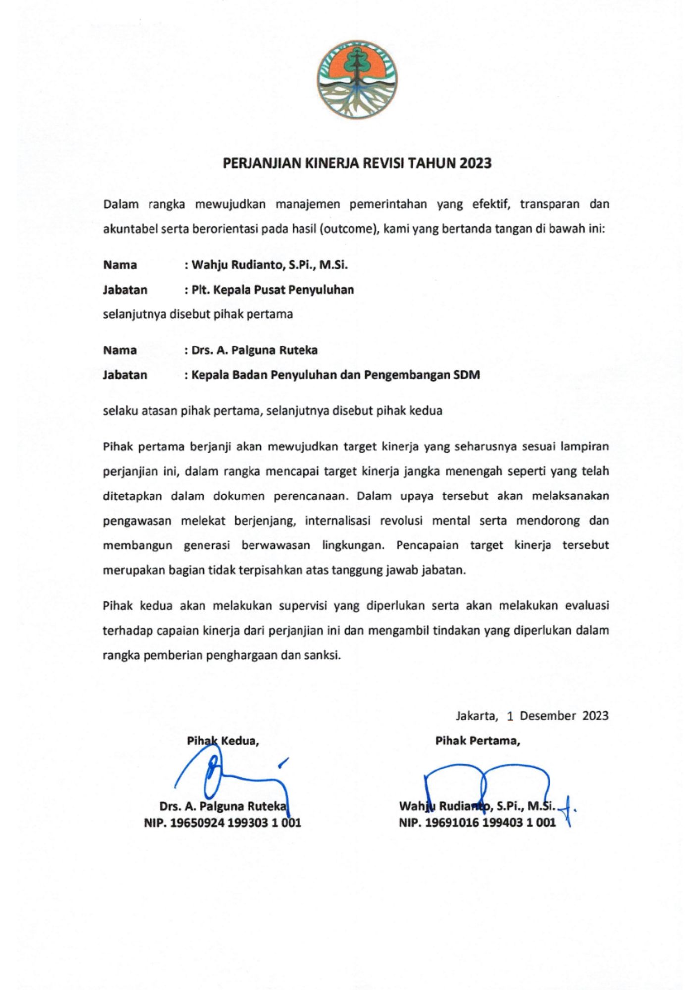 Perjanjian Kinerja Tahun 2023 (Revisi)